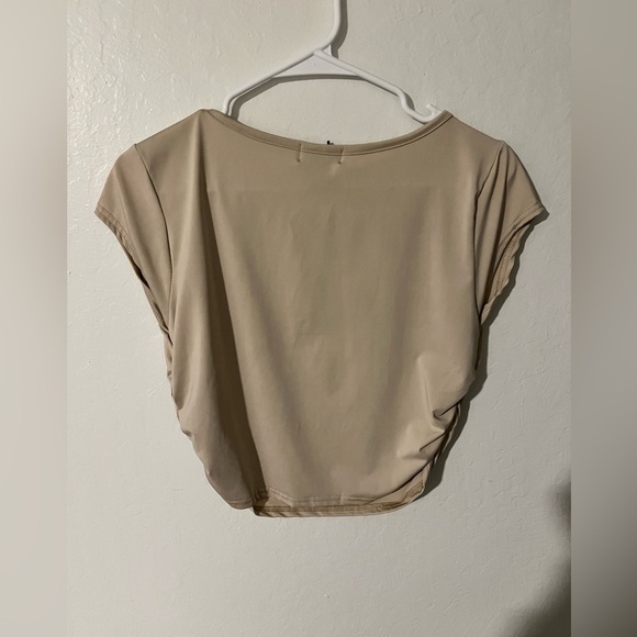 NWT PrettyLittleThing Shape Stone Slinky Ruched Side T-Shirt Size US 12 - Picture 4 of 6